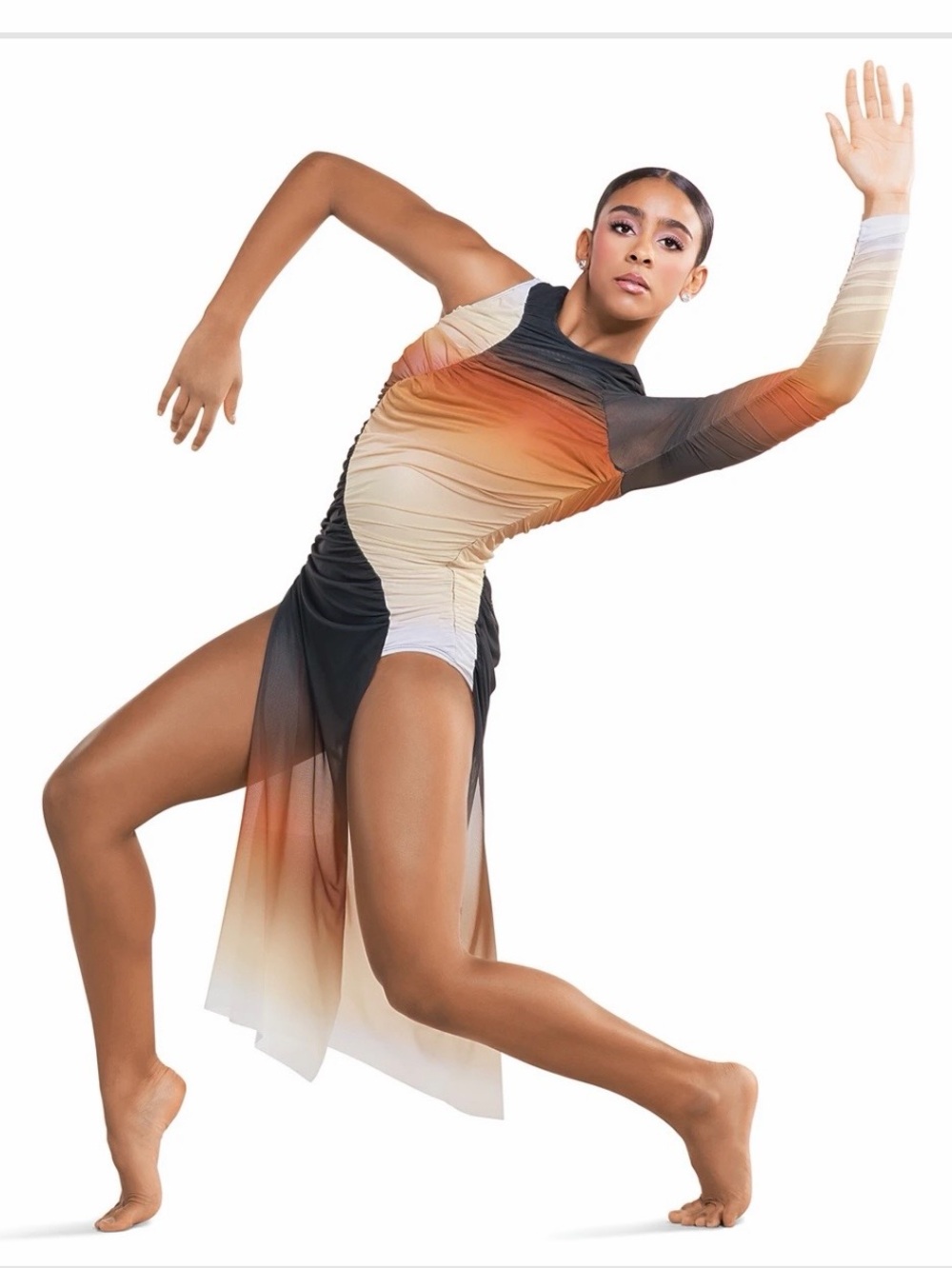 Tenth House One-Shoulder Gradient Ruched Dance Costume